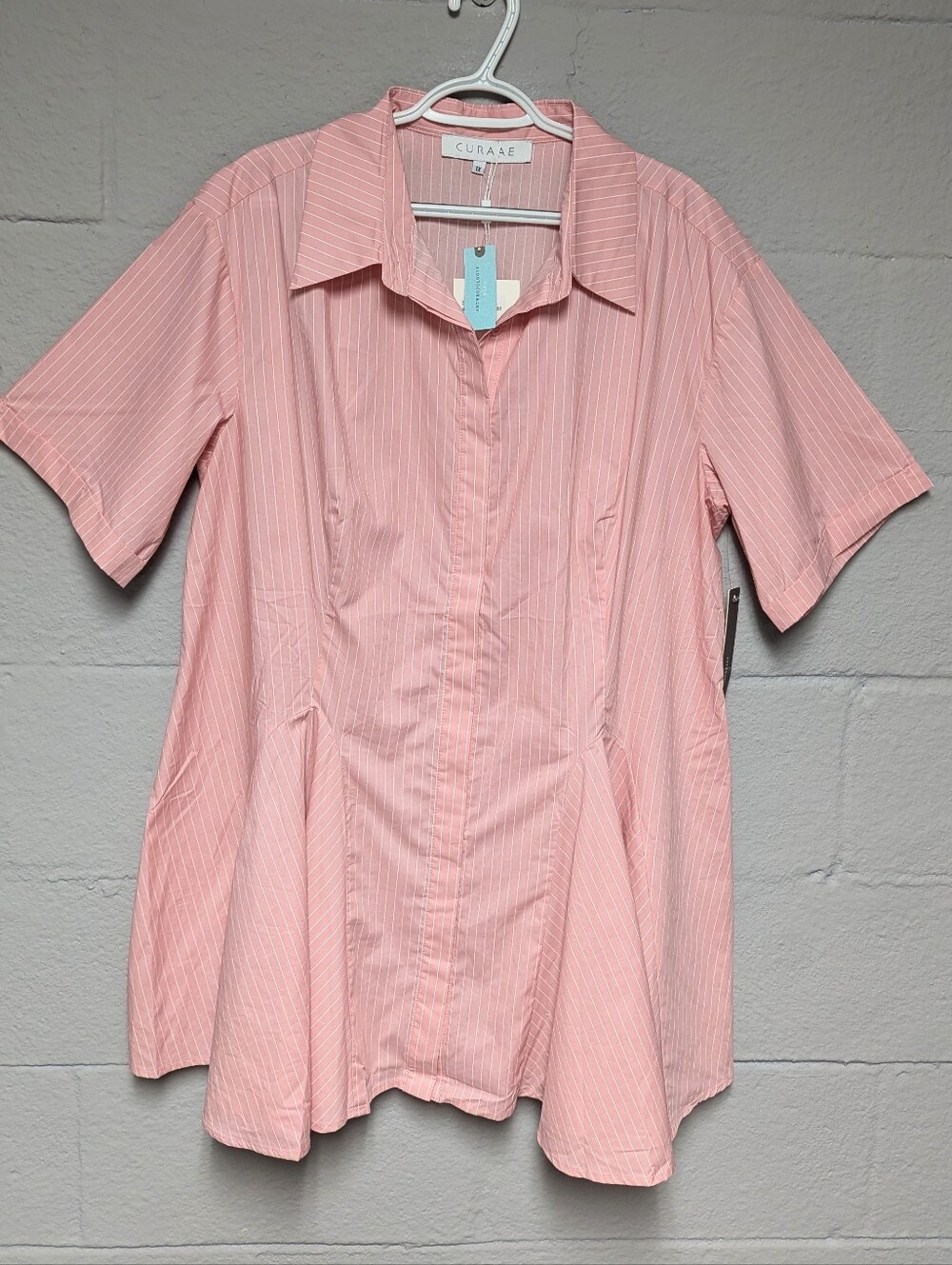 NWT Anthropologie Plus Curaae Shirtdress Size 1X Soft Pink